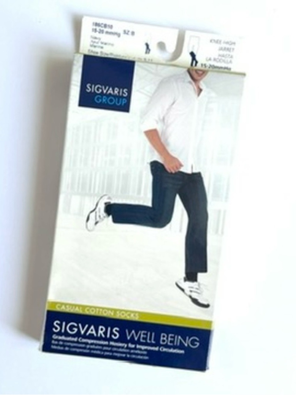 New NWT Men’s Sigvaris 186 Casual Cotton Compression Knee High Socks — Navy Blue